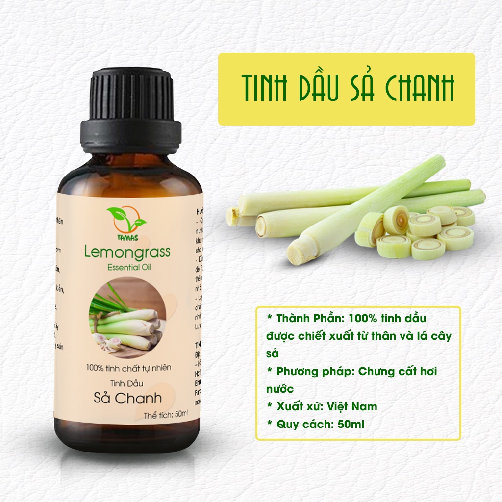 Tinh Dầu Sả Chanh Nguyên Chất TAMAS 50ml - Tinh Dầu Đuổi Muỗi - Thơm Phòng