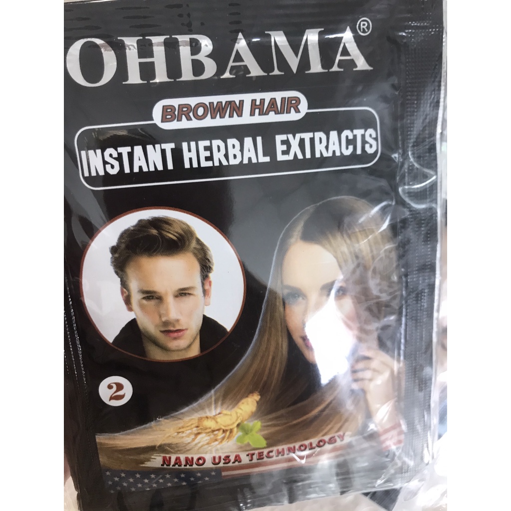 Bịch dầu gội nhuộm tóc OHBAMA  Black Hair Instant Wash 20ml / Gội Là Đen /Gội Nâu Thảo Mộc |Dầu gội phụ bạc