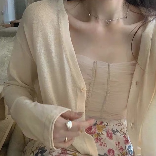 Áo Khoác Cardigan Dệt Kim Mỏng Chống Nắng Thời Trang Mùa Hè Cho Nữ | BigBuy360 - bigbuy360.vn