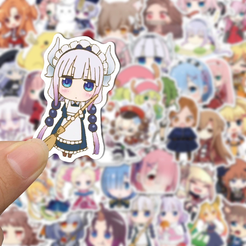 Bộ 50 Miếng Dán Trang Trí laptop Chống Thấm Nước Kiểu Hoạt Hình Dễ Thương