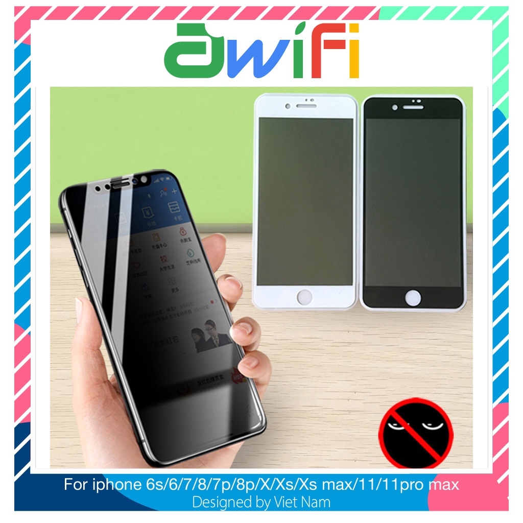 Kính cường lực iphone chống nhìn trộm 6/6plus/6s/6splus/7/7plus/8/8plus/x/xr/xs/11/12/pro/max/promax - Awifi Case F2-5