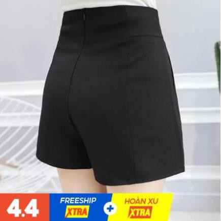 [FREE SHIP] Quần Short Lưng Cao, Quần Sooc Nữ Ngắn Cạp Cao Kiểu Trơn Khoá Kéo Sau [màu đen]