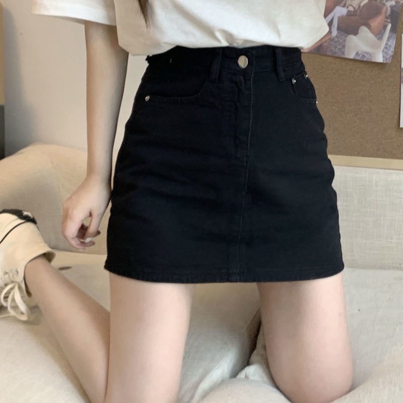 Chân váy jean COZOK lưng cao ôm dáng kiểu dáng đơn giản thời trang