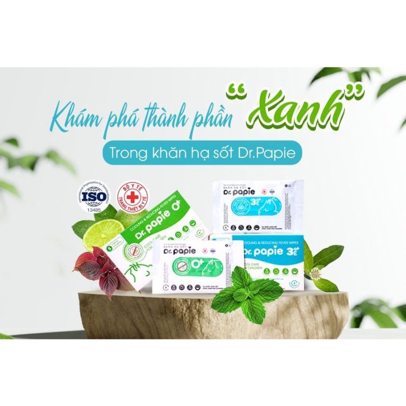 Hộp 25 Tờ Khăn Lau Hạ Sốt Dr Papie Cho Bé, Hạ Nhiệt Giảm Sốt Ngắn Ngừa Co Giật