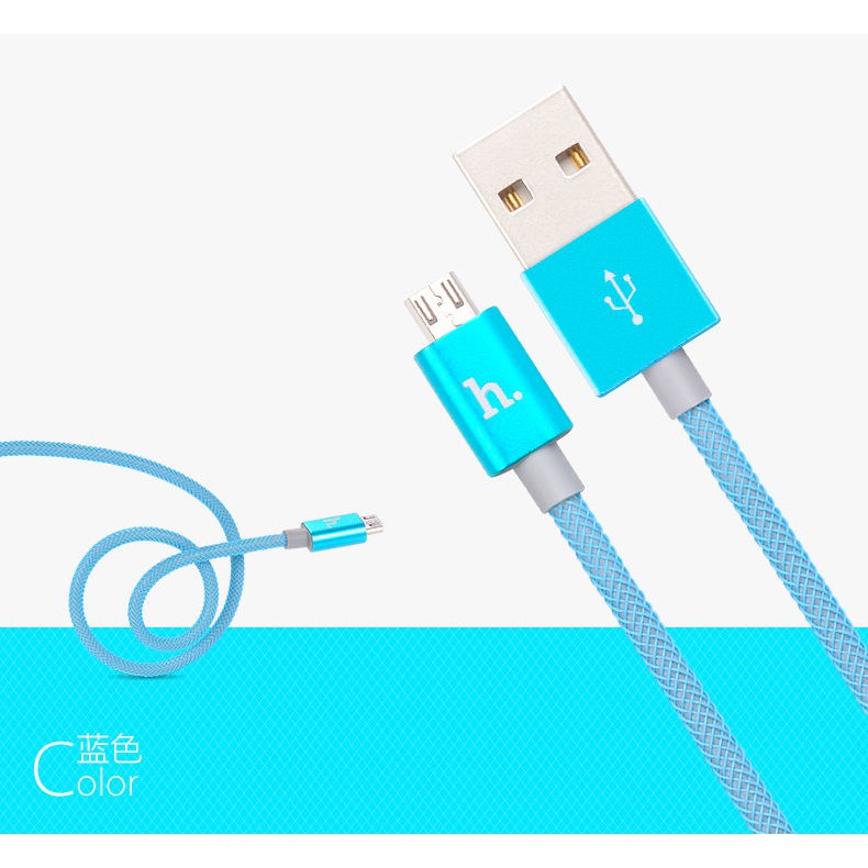 [Chính Hãng] Cáp HOCO UPM08 MicroUSB Metal Carbon (Đầu bọc nhôm-Lưới carbon)