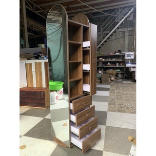 siêu rẻ❤️ cao 1m70 Gương toàn thân, thân gỗ Xoay 360 độ, decor nhà cửa kèm móc treo đồ tiện lợi