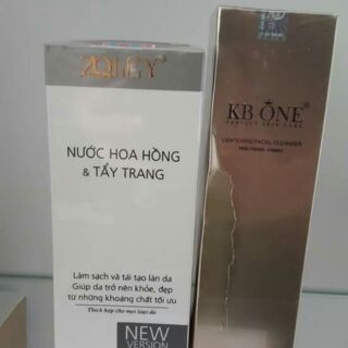 Combo sữa rửa mặt kb one - nước hoa hồng & tẩy trang zoley