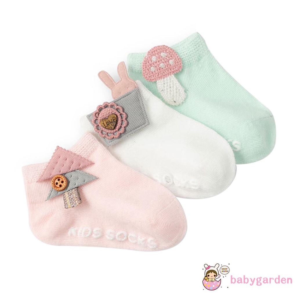 3 Cặp vớ cotton Babygarden ngắn chống trượt thoáng khí mùa hè cho bé