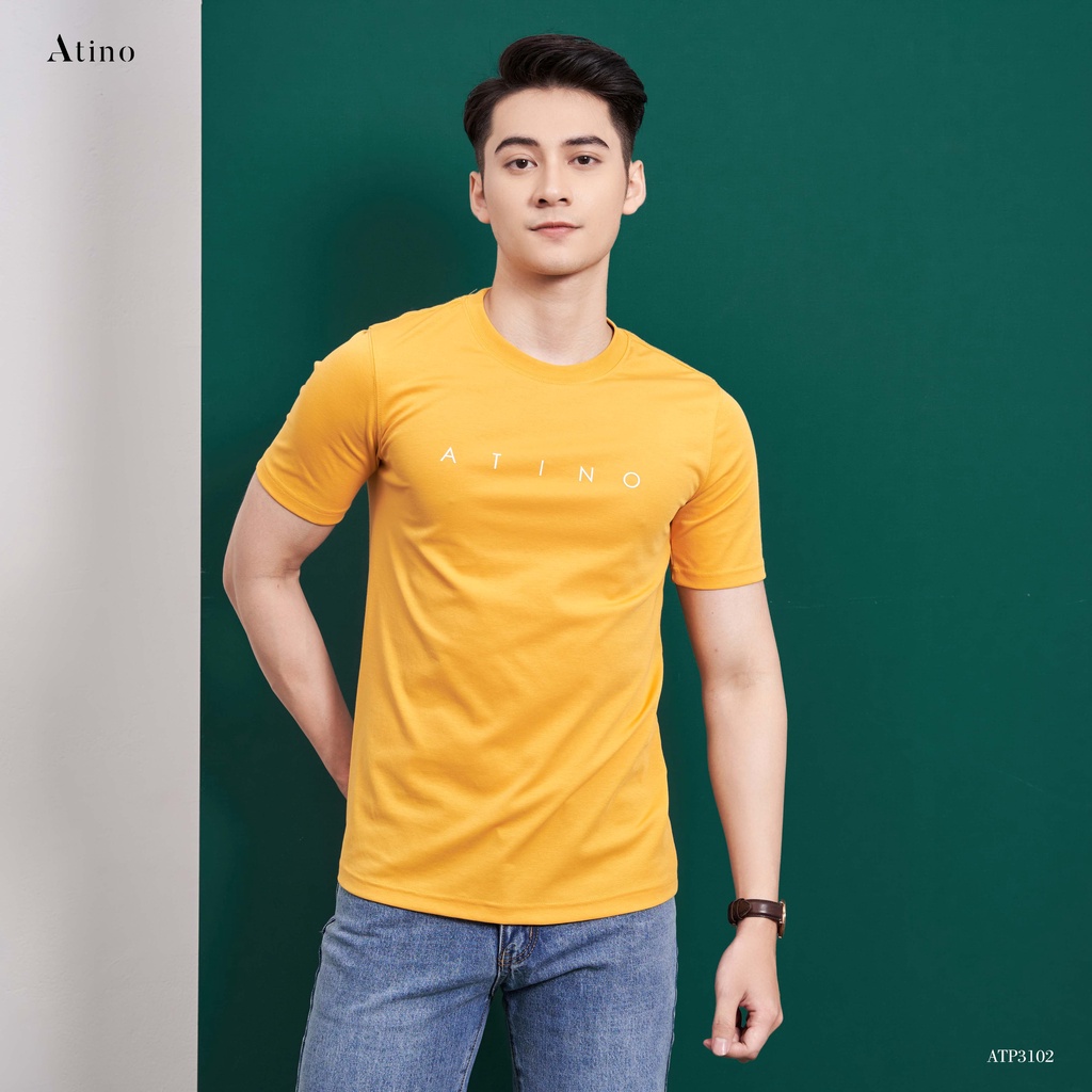 Áo Thun Nam cổ tròn in nổi ATINO trẻ trung vải Cotton caocấp co giãn thoáng mát form regular ATP3102 | BigBuy360 - bigbuy360.vn