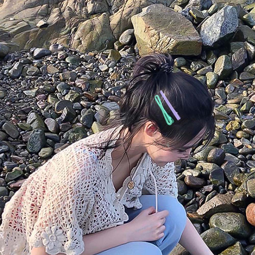 Bộ Kẹp Tóc Màu Trơn Thiết Kế Đơn Giản Cho Nữ