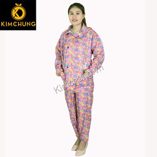 Áo mưa bộ nữ thời trang, vải dù họa tiết siêu nhẹ, siêu bền (MÀU NGẪU NHIÊN) (SIZE 2XL, 3XL từ 1m55-1m7)