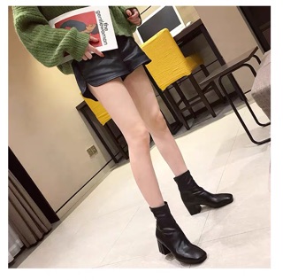 Bốt da đế 5cm (ảnh thật)