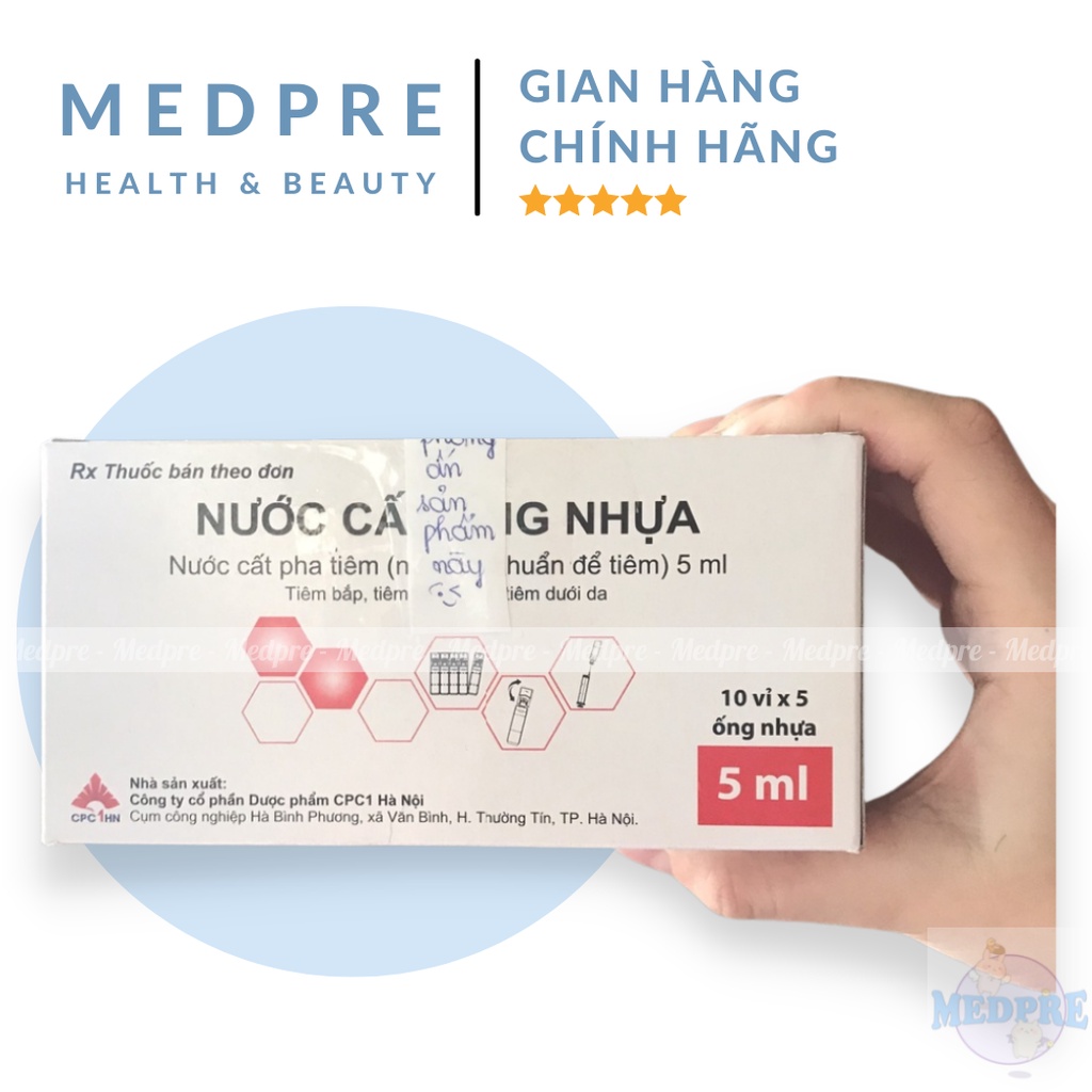 Nước cất ống nhựa (hộp 50 ống) - 5ml; 10ml - Date xa 2026, 2027 - Giá sỉ