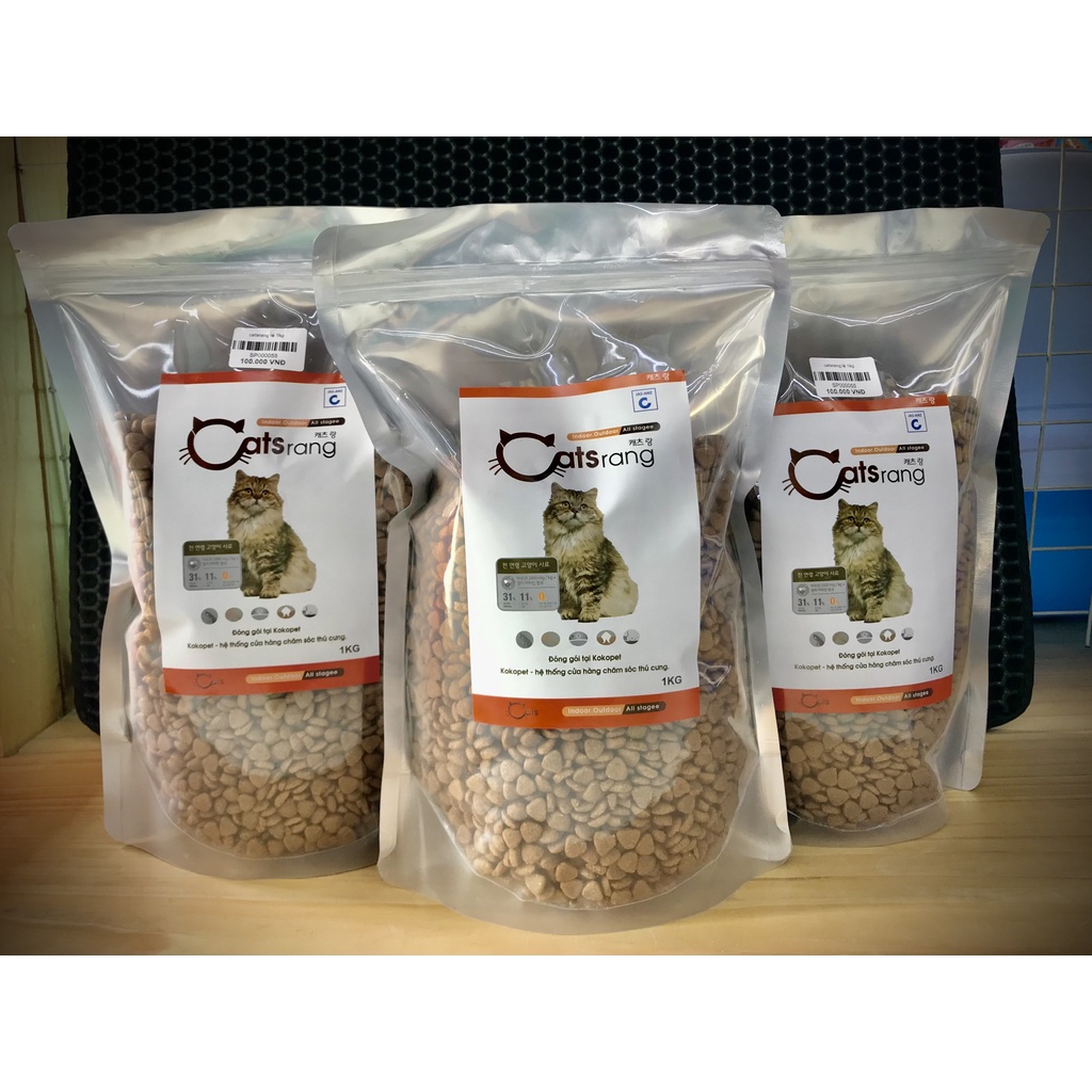 Thức Ăn Hàn Quốc Cho Mèo Catsrang Gói Chiết Lẻ 1kg Hỗ Trợ Cải Thiện Da, Lông Và Phòng Tránh Bệnh Quáng Gà Ở Mèo.