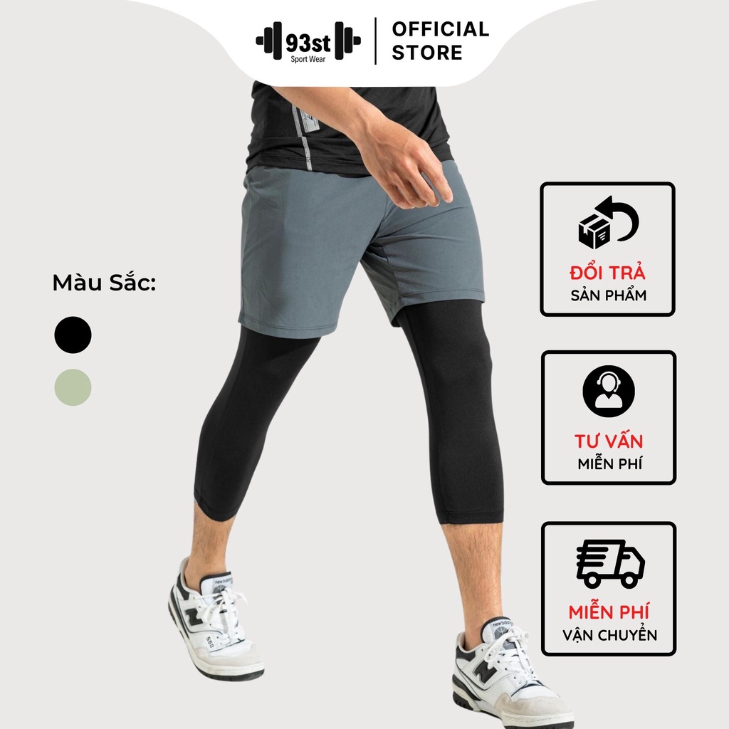 Quần lửng thể thao 2 lớp 3/4 legging chạy bộ, đá bóng, tập gym nam 2 lớp by 93st Sport Wear !