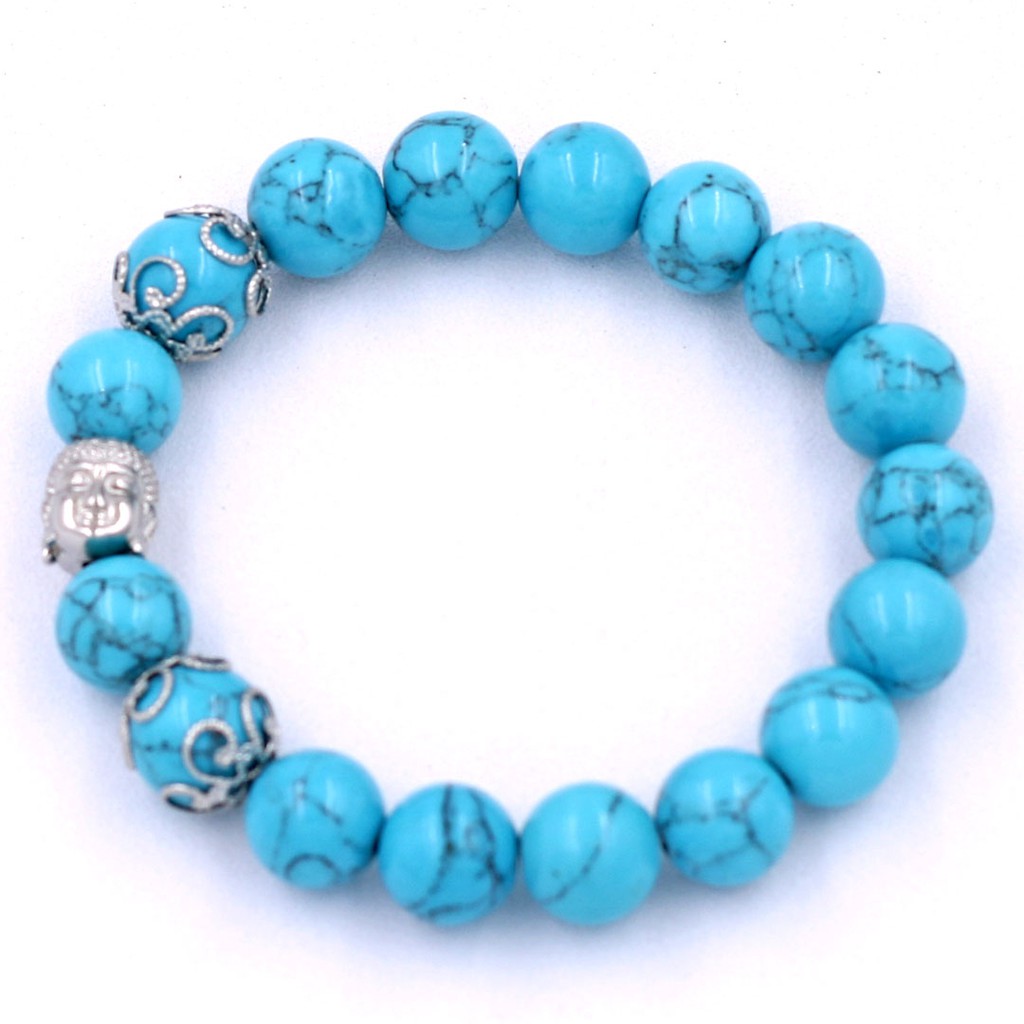 Chuỗi tay san hô xanh biển sọc 10 ly - Vòng chuỗi Như lai inox VSHXBSNLBKT10