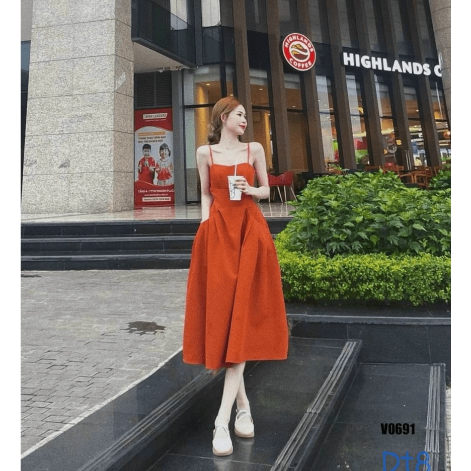 ĐẦM XÒE NỮ 2 DÂY TIỂU THƯ CÔNG CHÚA PU89 THỜI TRANG HHP