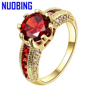 Nhẫn Đính Đá Ruby Màu Vàng Hồng Thời Trang Cho Nữ