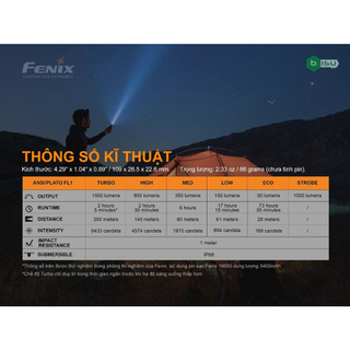 Đèn pin FENIX E28R (1500 Lumens) chiếu xa 200 mét