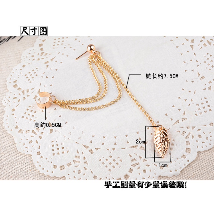 Bông Tai Hình Chiếc Lá Phối Tua Rua Bằng Kim Loại Thời Trang Cho Nữ