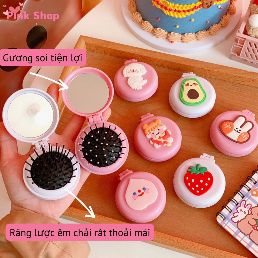 Gương mini kèm lược Pinkshop mini cầm vừa tay, dễ thương