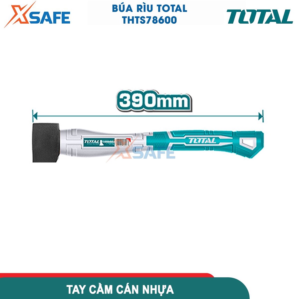 Búa rìu TOTAL THTS78600 600g, dài 390mm, chất liệu thép carbon 45 rèn thả, xử lý nhiệt rắn chắc, tay cầm sợi thủy tinh