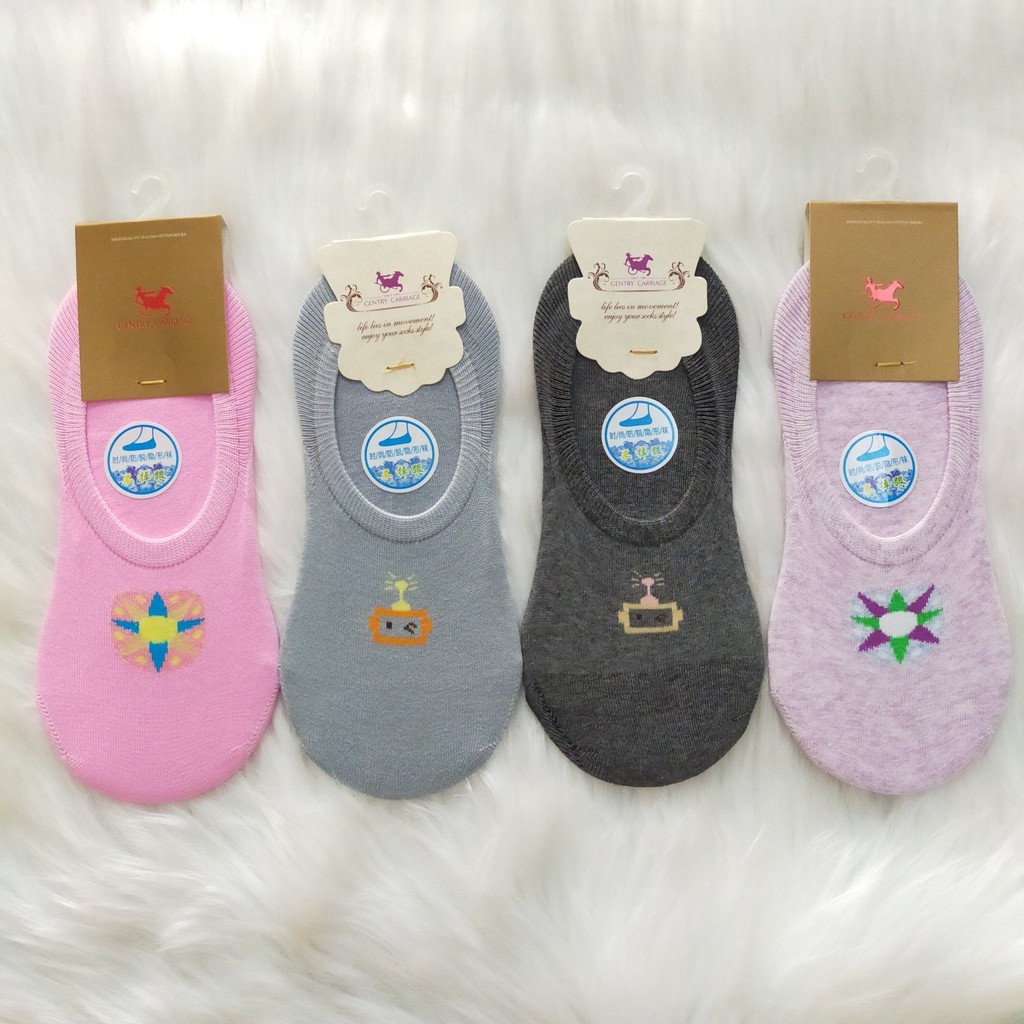 Vớ/tất nữ cổ ngắn trơn lười cao cấp Gentry Carriage chất cotton siêu co giãn thấm hút mồ hôi chống hôi chân thoáng khí