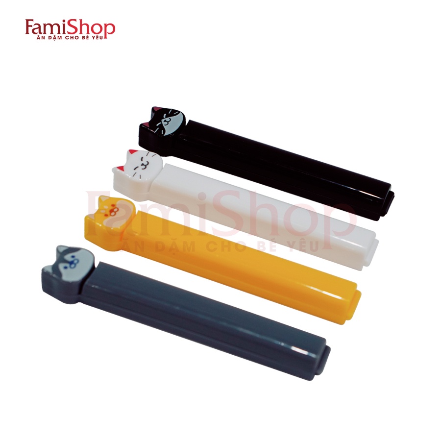 FamiShop Set 4 kẹp miệng túi hình mèo 11,4cm Echo hàng Nhật Bản