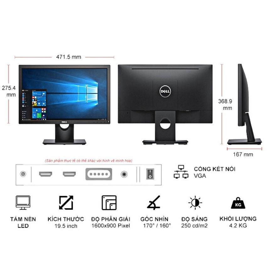 Màn hình máy tính LCD Dell E2016H 19.5