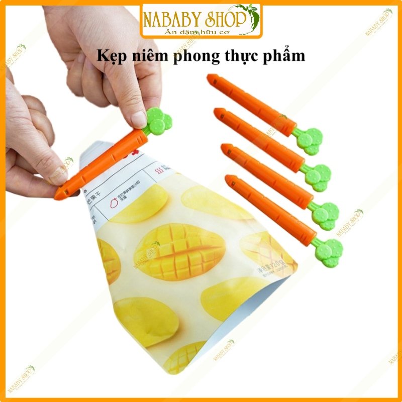 Combo 5 kẹp miệng túi thực phẩm bảo quản đồ ăn hình carot