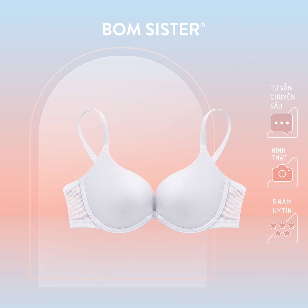 Áo lót có gọng mút mỏng cài sau màu trơn lưng lưới BOM SISTER A1654