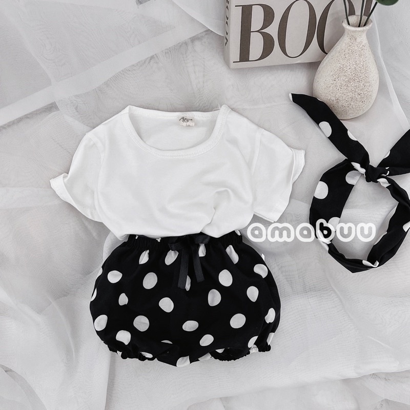 Bộ Chip Cotton Hàn Quốc Cho Bé Gái Lẻ Size 14-18kg