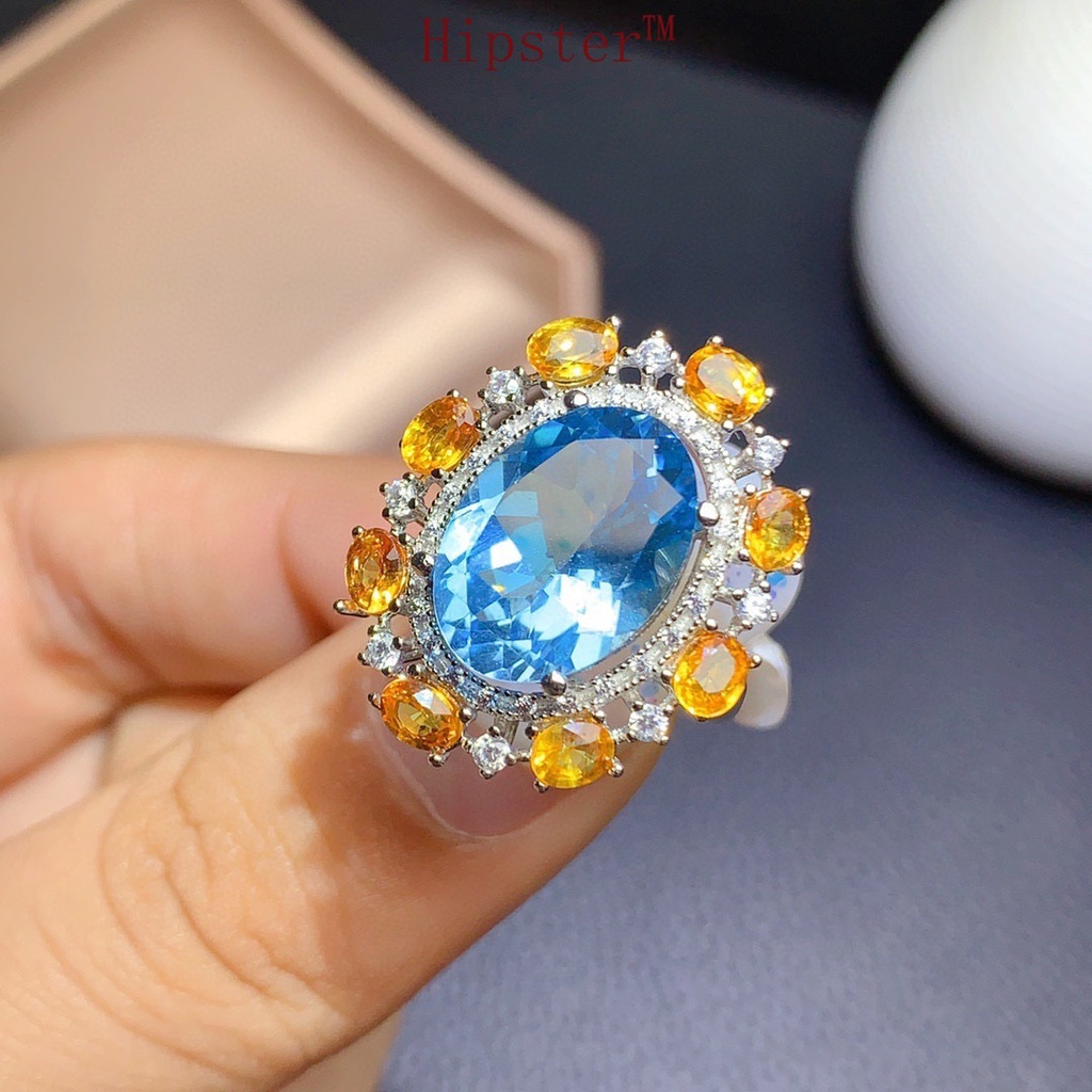 Mới Nhẫn Mở Đính Đá Thạch Anh Tím Tự Nhiên Sang Trọng