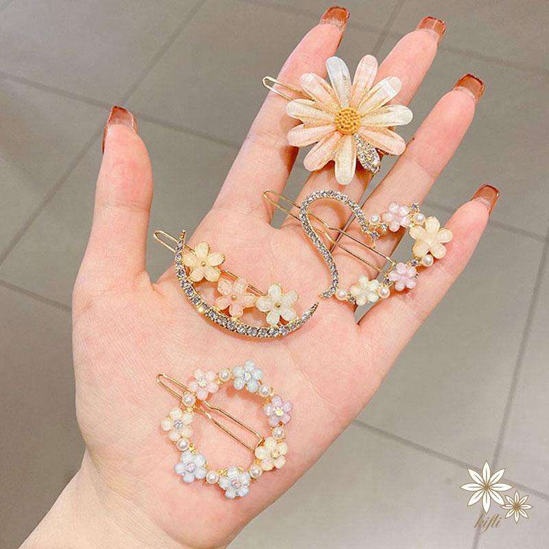 Kẹp Tóc Hợp Kim Hình Cánh Hoa Nhiều Màu Sắc Thời Trang 2021 Kiểu Dáng Dễ Thương