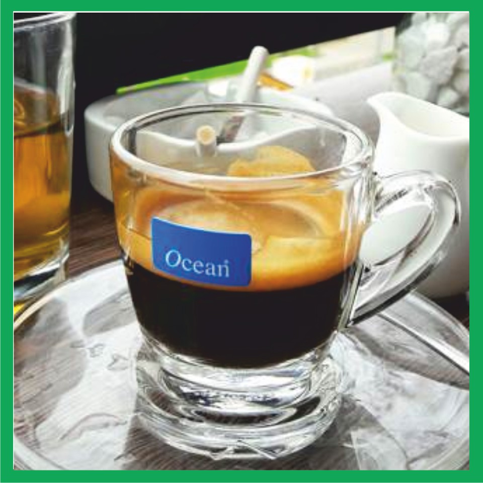 Bộ 6 ly thủy tinh espresso Ocean kèm đĩa. Dung tích 70ml