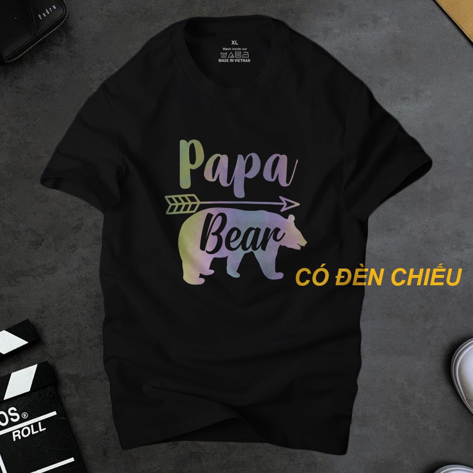 Áo thun nam cổ tròn Ur Sport Papa Bear phản quang 7 màu siêu nét,chất liệu cotton 4 chiều thoáng mát nhanh khô