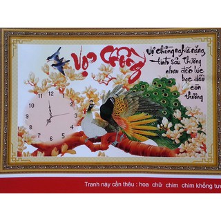 Tranh thêu chữ thập vợ chồng kt 74x48cm tranh chưa thêu.thể loại thêu thường