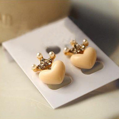 1 Đôi Bông Tai Hình Vương Miện Đính Đá Và Ngọc Trai Giả Ngọt Ngào Dành Cho Nữ
