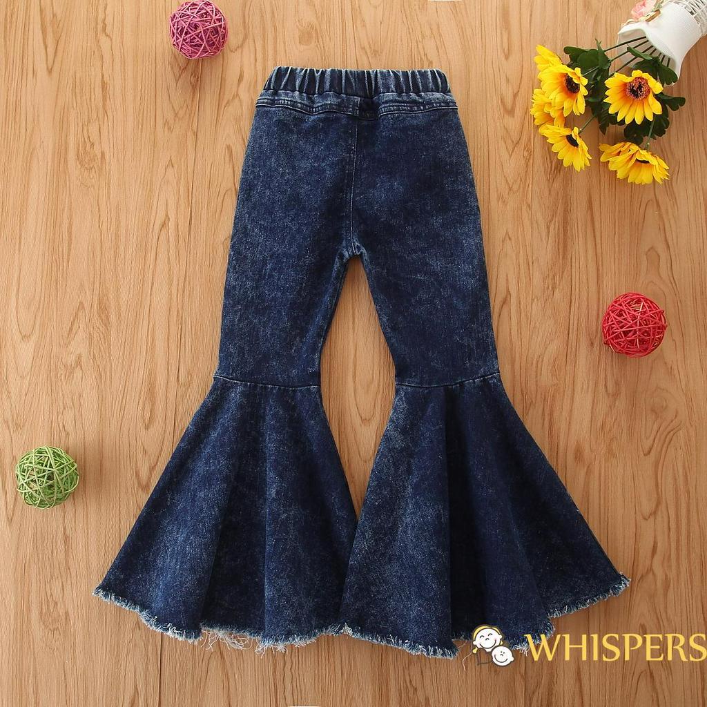 Quần Jeans Dài Ống Loe Thời Trang Cho Bé Gái 2-7 Tuổi