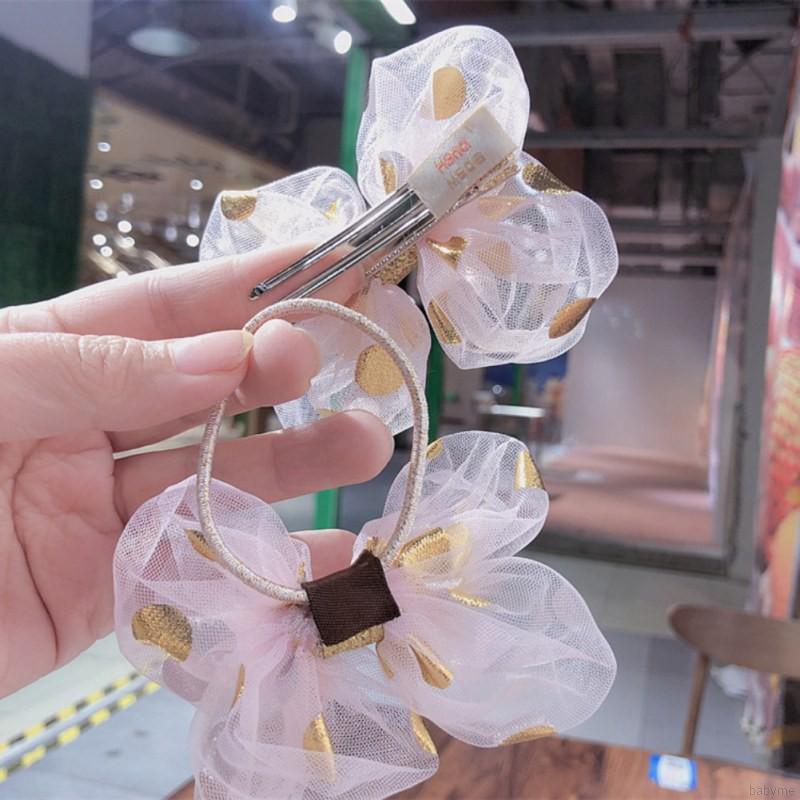 ♕ Babyme ღ  Baby Girls Leisure Durable Mesh Bow Hair Clip Hair Accessories