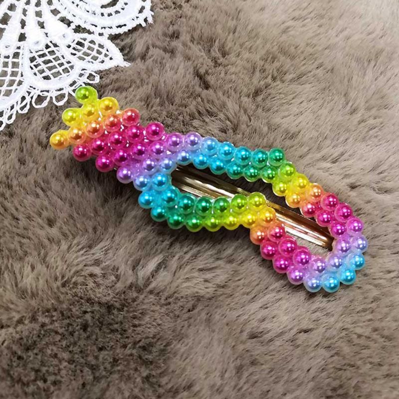 Youyo Kẹp Tóc Hợp Kim Đính Ngọc Trai Giả Màu Cầu Vồng Phong Cách Hàn Quốc Cho Nữ