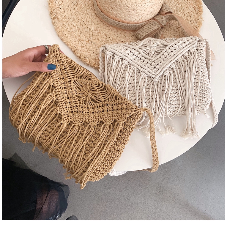 Túi dệt cotton thiết kế tua rua thời trang cho nữ