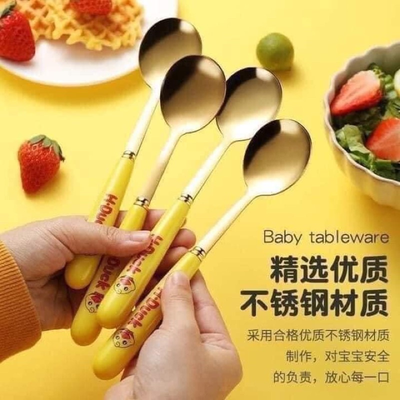 Set 6 thìa vịt vàng DUCK dễ thương kèm vỏ hộp xinh xắn - Bộ 6 muỗng hình vịt mạ vàng
