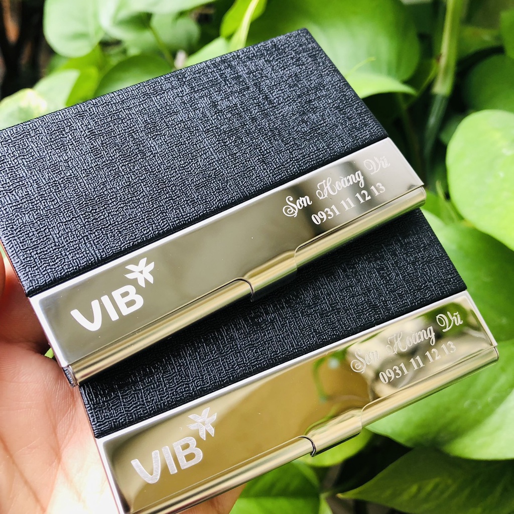 Đặt hộp namecard khắc logo ngân hàng VIB theo yêu cầu làm quà tặng