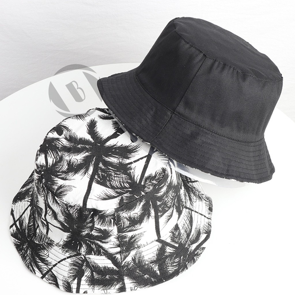 Mũ, Nón Bucket Vành Cụp Họa Tiết Và Một Màu, 2 Mặt Trong 1 Phong Cách, Thời Trang Ulzzang Unisex, HATS21BAS02