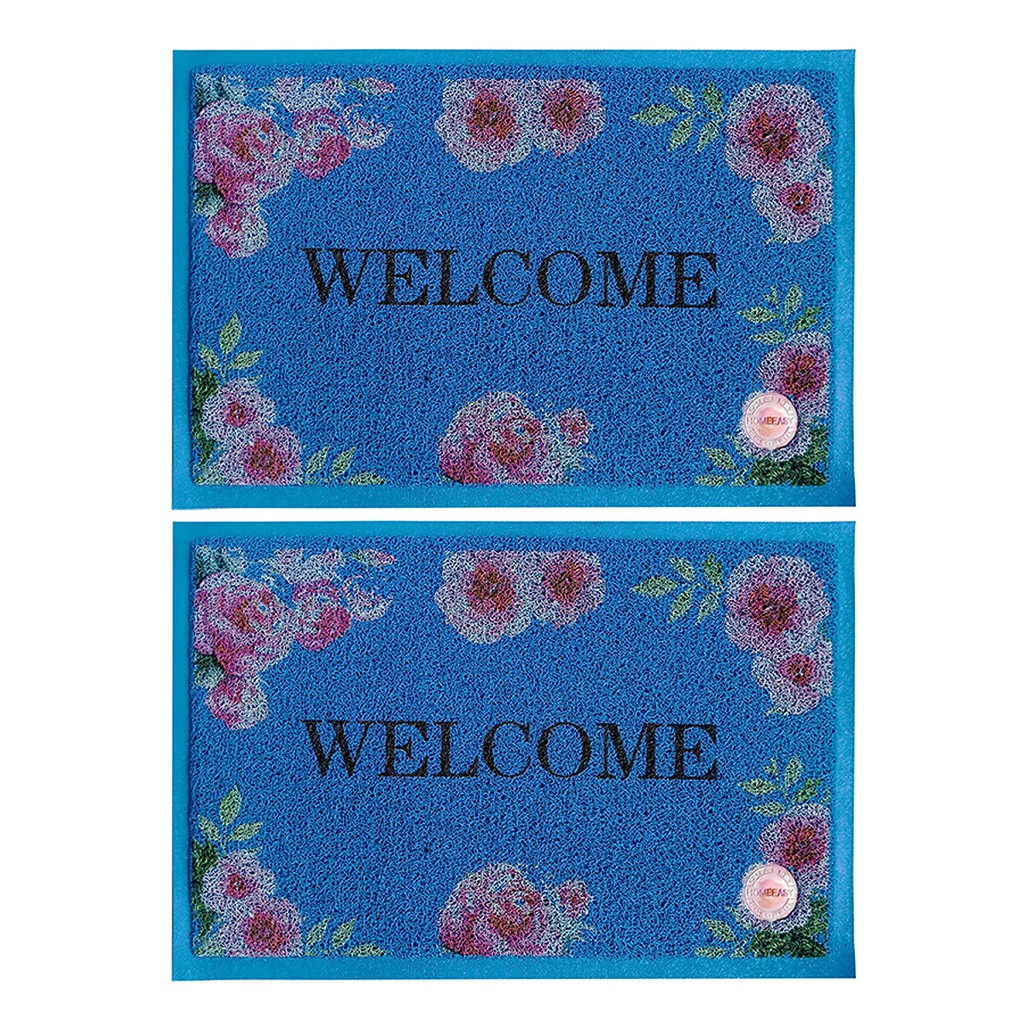 Thảm WELCOME 3A Hoa Văn Tiện Nghi 40x60 Xanh