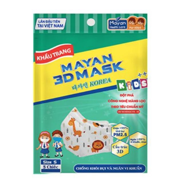 Khẩu trang cho bé Mayan 3D PM2.5 Kids ++