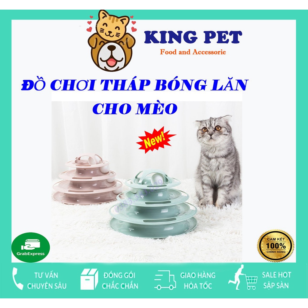 Đồ chơi tháp banh, bóng ba tầng cho mèo, Trụ bóng 3 tầng cho mèo
