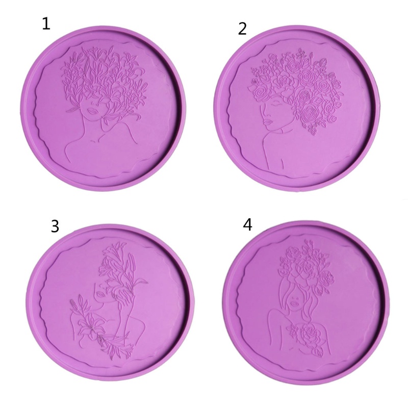 [SUIT] Khuôn lót ly hoa không đều bằng silicon Epoxy Resin Mold Fairy Maiden Coaster Mold