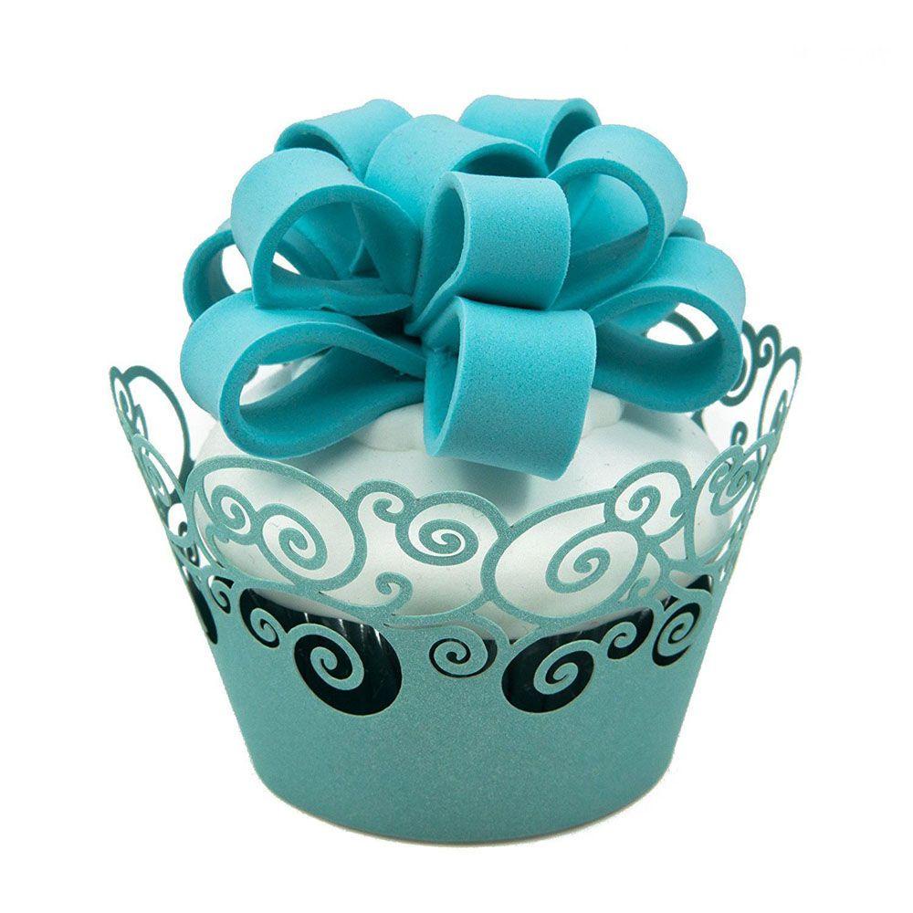 LEISURE Set 12 Cốc Giấy Đựng Bánh Cupcake Phối Ren Xinh Xắn Ốp